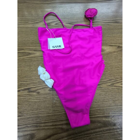 SAME LOS ANGELES One Piece Swimsuit Womens Fiusha Sz Small Flower in The Throat - Picture 10 of 11